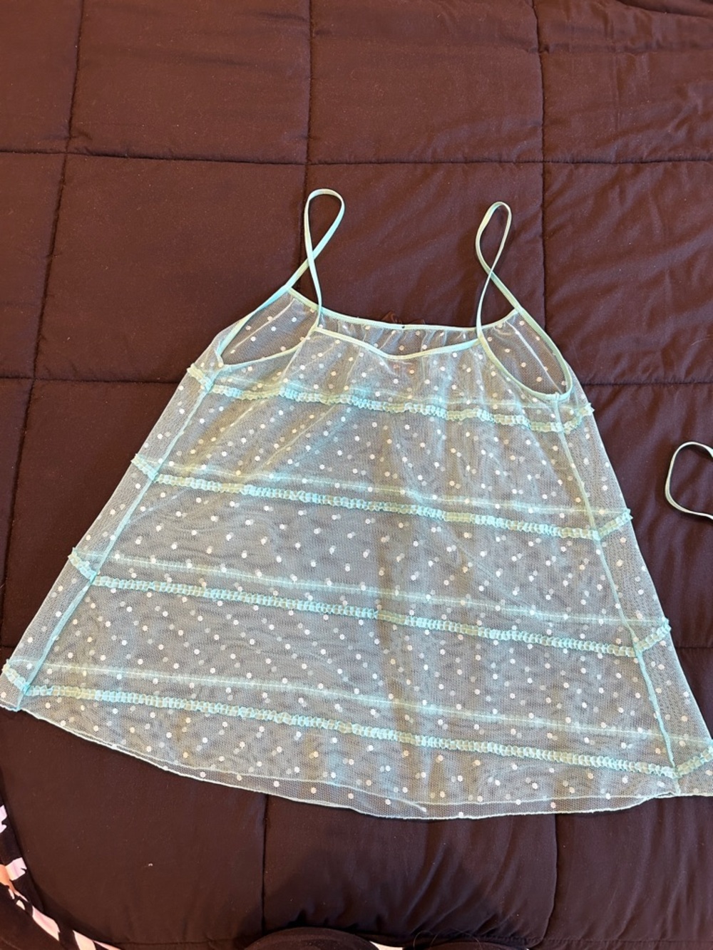 Victoria's Secret Sheer Mint Green Polka Dot Babydoll Chemise with Thong - Picture 5 of 9